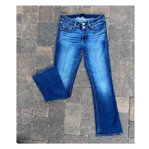 Buckle mid rise dark bootcut jeans size 28x32